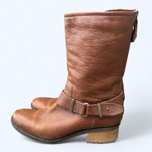 Fabianelli Italian Belted Moto Boots Brown Leather sz 40 Biker Mid Made in Italy